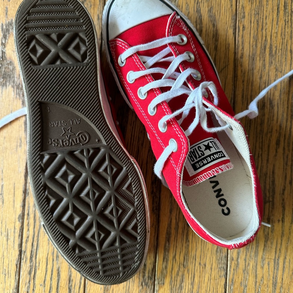 Converse Red and White Low-Top Sneakers